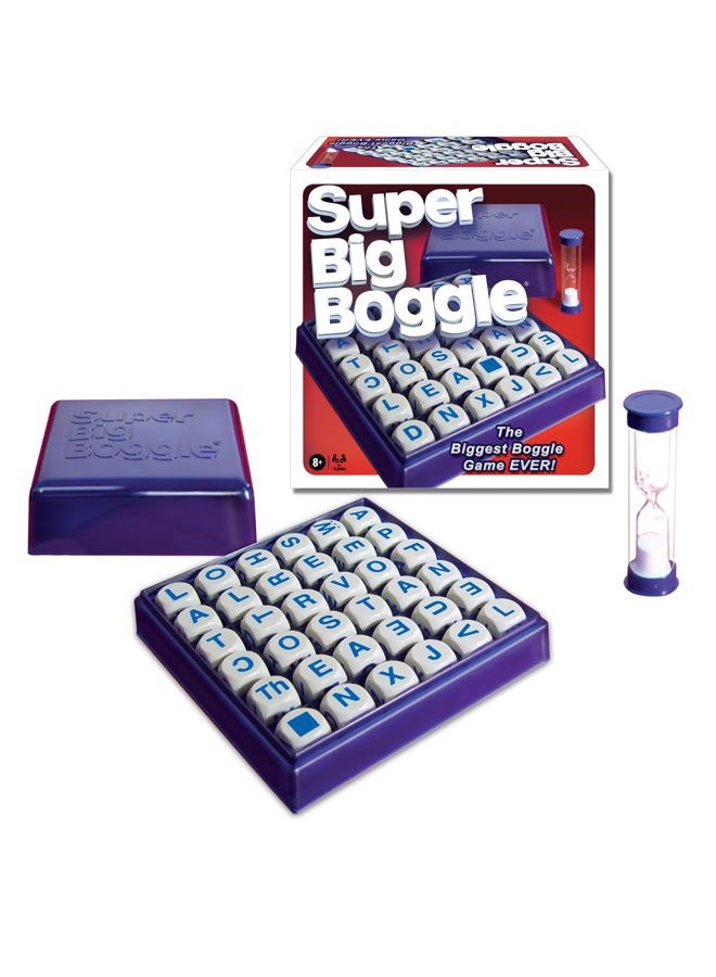 Winning Moves Super Big Boggle with 6x6 Grid and 36 Letter Cubes Games USA, The Biggest Boggle Game Ever, 4 Minute Sand Timer, for 2 or More Players, Ages 8+ (1165) - Image 1